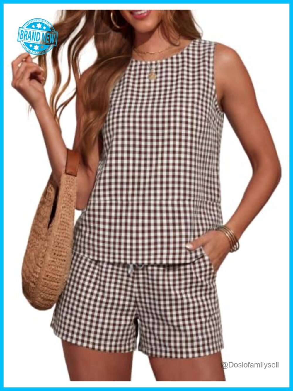 2 Piece Shorts Set Sleeveless Tank Top & Sweatshorts with Pockets